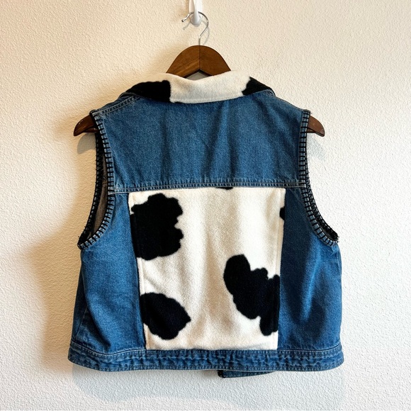 Susan Bristol Denim Vest Cow Fleece Medium Rodeo Westernwear Texas Casual EUC - Picture 8 of 8